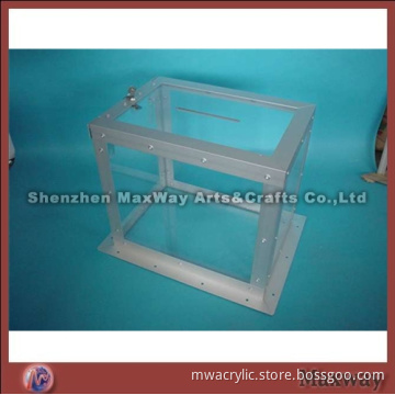 High Grade Acrylic/Perspex Suggestion/Ballot Box of Metal Frame with Lock